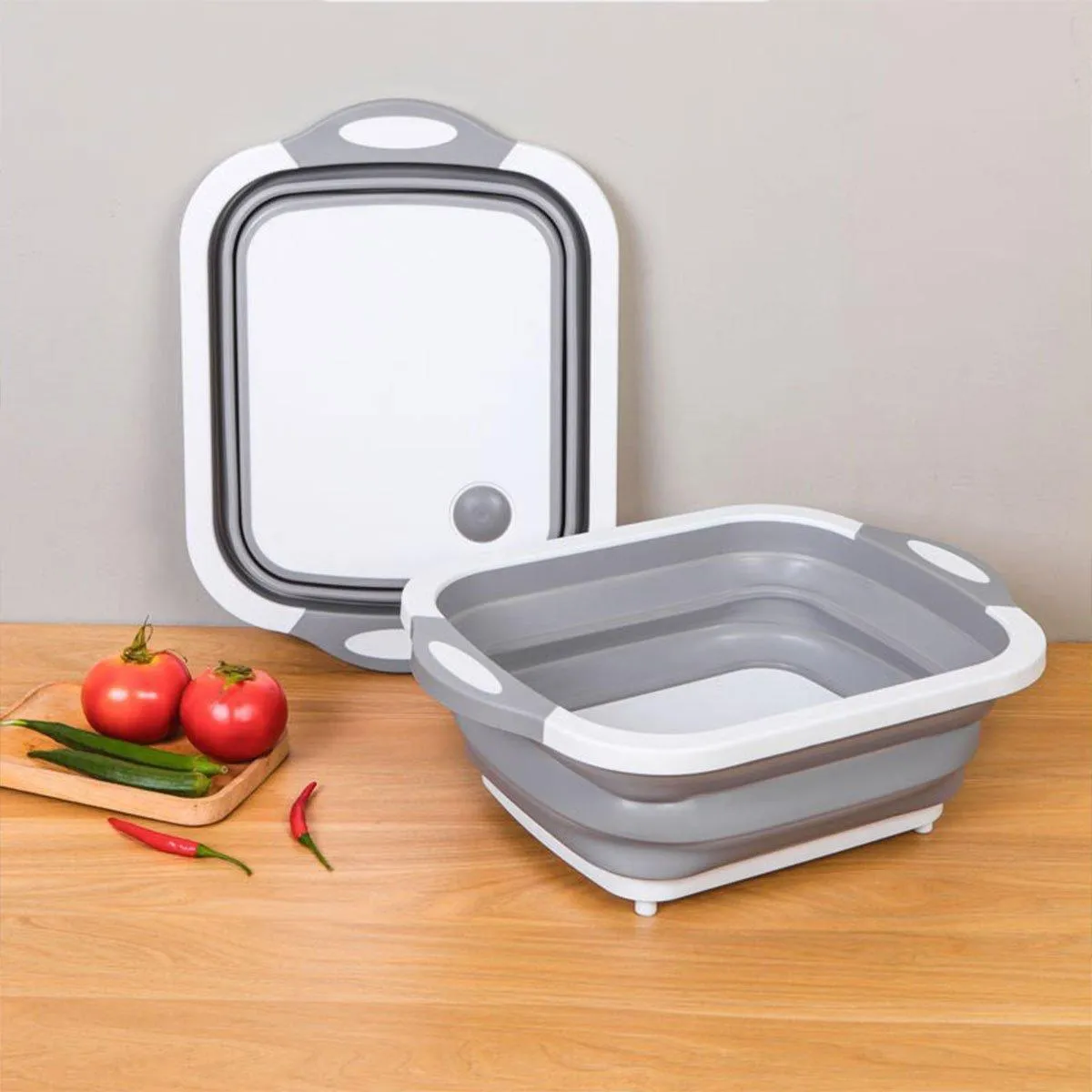 Multifunctional Plastic Sink Cutting Board Foldable Draining Basket Outdoor Dish