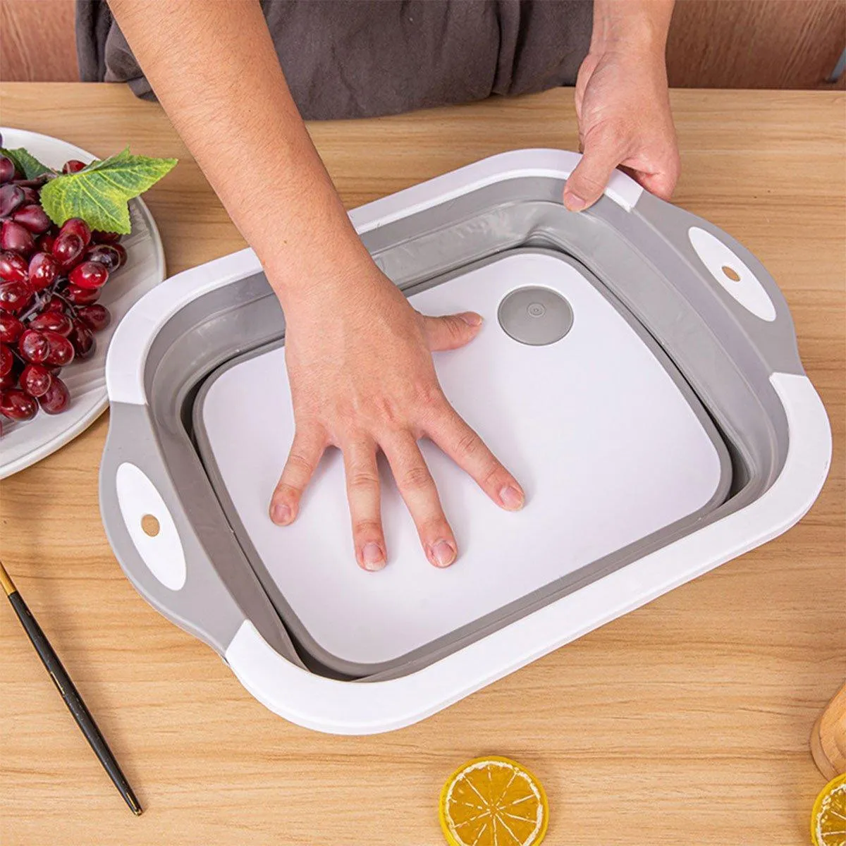Multifunctional Plastic Sink Cutting Board Foldable Draining Basket Outdoor Dish