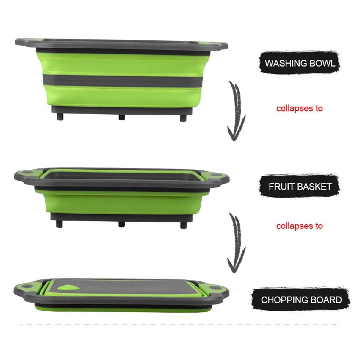 Multifunctional Plastic Sink Cutting Board Foldable Draining Basket Outdoor Dish
