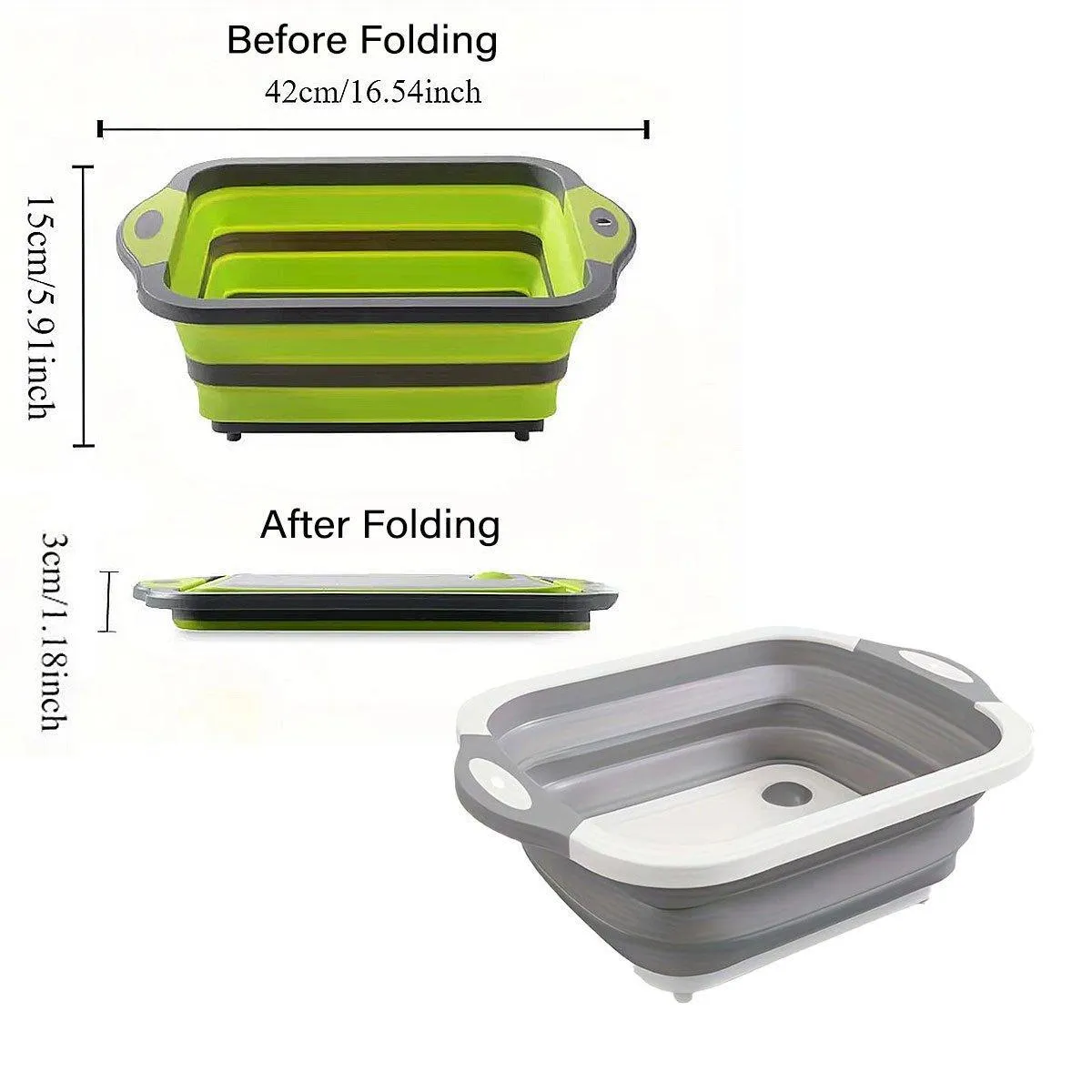 Multifunctional Plastic Sink Cutting Board Foldable Draining Basket Outdoor Dish