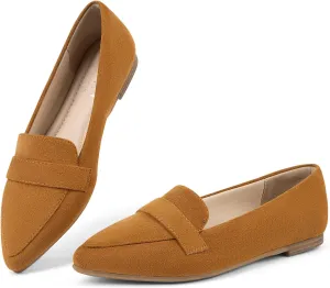MUSSHOE Women's Flats, Comfortable Pointed Toe Flats for Women Soft Suede Women's Loafers & Slip-ons for Work Dating and Casual