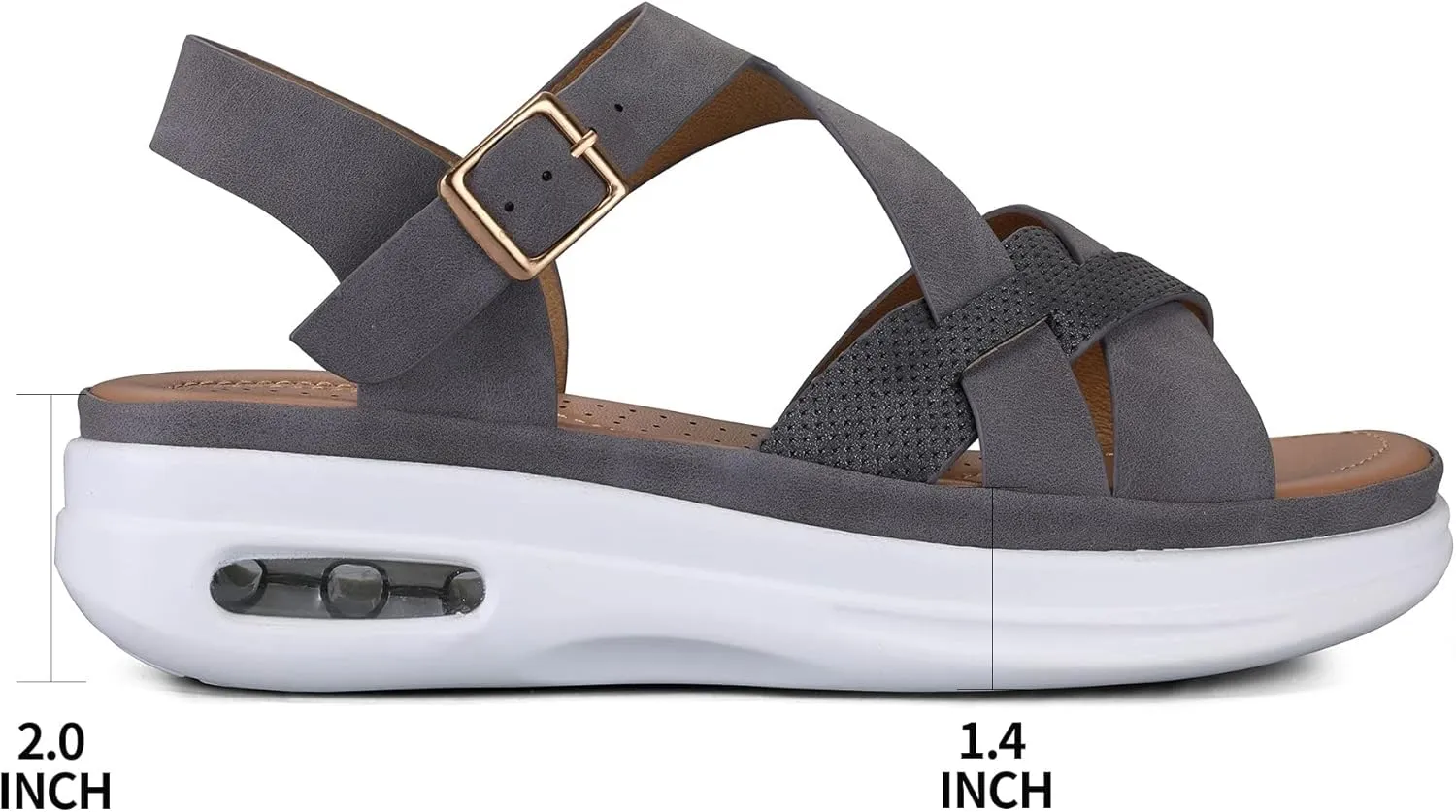 mysoft Women's Walking Sandals Comfortable Air Cushioned Support Ankle Strap Dress Sandals