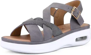 mysoft Women's Walking Sandals Comfortable Air Cushioned Support Ankle Strap Dress Sandals