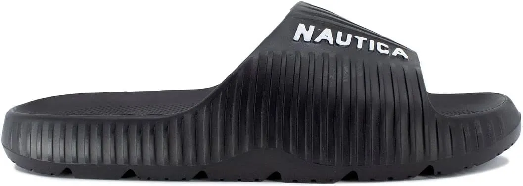 Nautica Men's Cushioned Slip-On Shower Slides – Lightweight EVA Foam Athletic Sandals for Pool, Beach, Gym, and Casual Wear