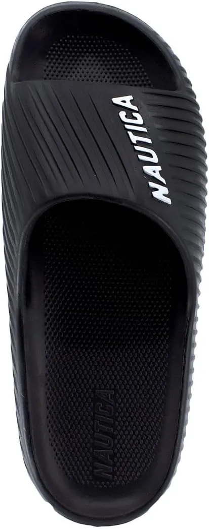 Nautica Men's Cushioned Slip-On Shower Slides – Lightweight EVA Foam Athletic Sandals for Pool, Beach, Gym, and Casual Wear