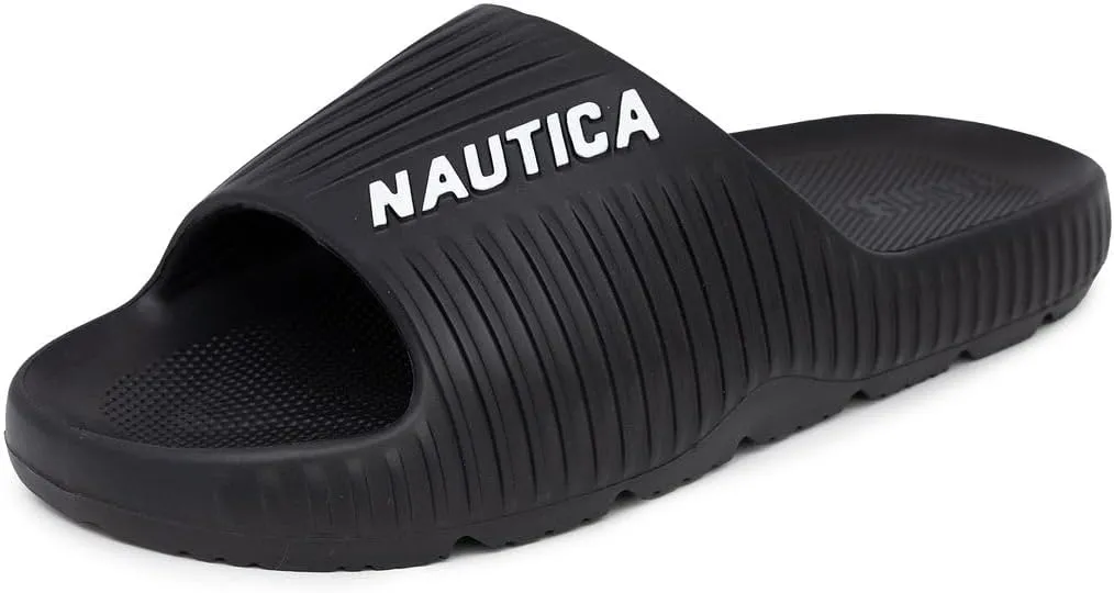 Nautica Men's Cushioned Slip-On Shower Slides – Lightweight EVA Foam Athletic Sandals for Pool, Beach, Gym, and Casual Wear