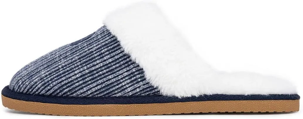 Nautica Women's Cozy Clog Slippers with Plush Faux Fur Collar and Durable Rubber Sole for Indoor & Outdoor Comfort