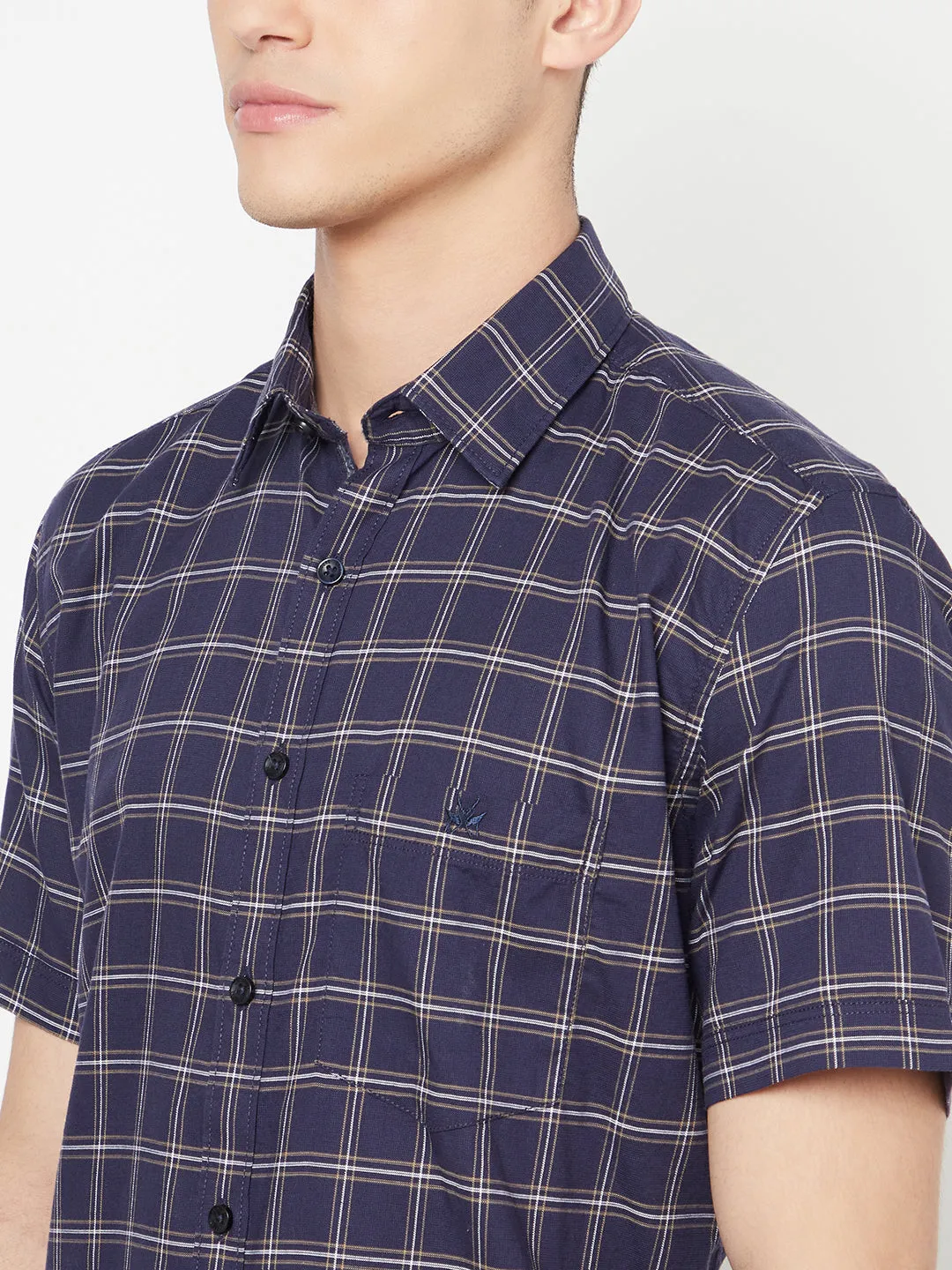 Navy Blue Checked Shirt