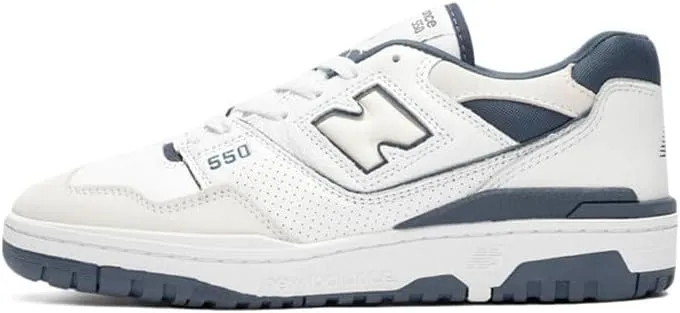 New Balance 550 Sneaker, White/Vintage Indigo, 9.5 US Women/8 US Men