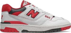 New Balance Men's BB550 Sneakers, White/Red, 9 Medium US