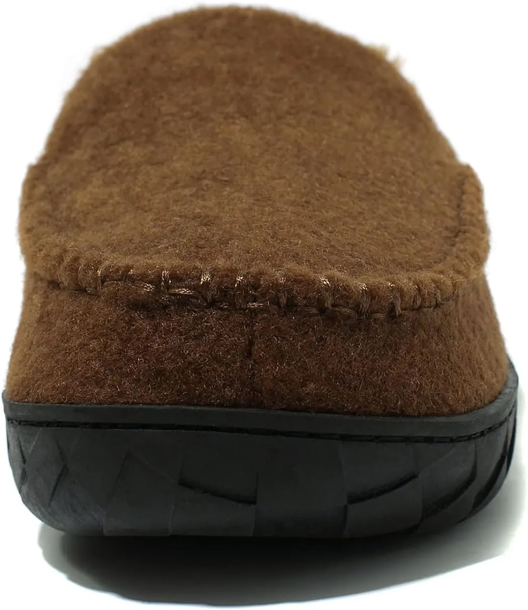 NewDenBer Men's Moccasin Slippers Warm Memory Foam Felted Wool Plush Shearling Lined Slip on Indoor Outdoor House Shoes