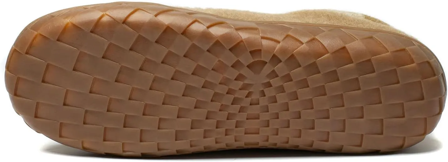 NewDenBer Men's Moccasin Slippers Warm Memory Foam Felted Wool Plush Shearling Lined Slip on Indoor Outdoor House Shoes
