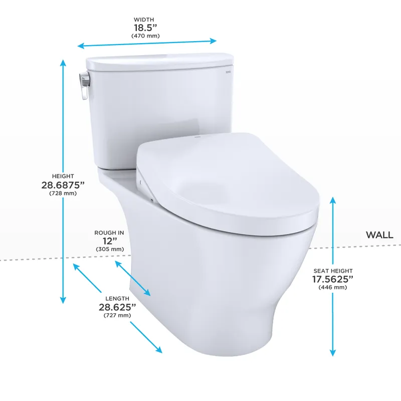 Nexus Elongated 1 gpf Two-Piece Toilet with Washlet  S500e in Cotton White
