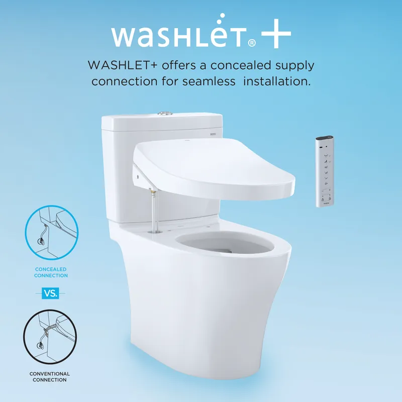 Nexus Elongated 1 gpf Two-Piece Toilet with Washlet  S500e in Cotton White