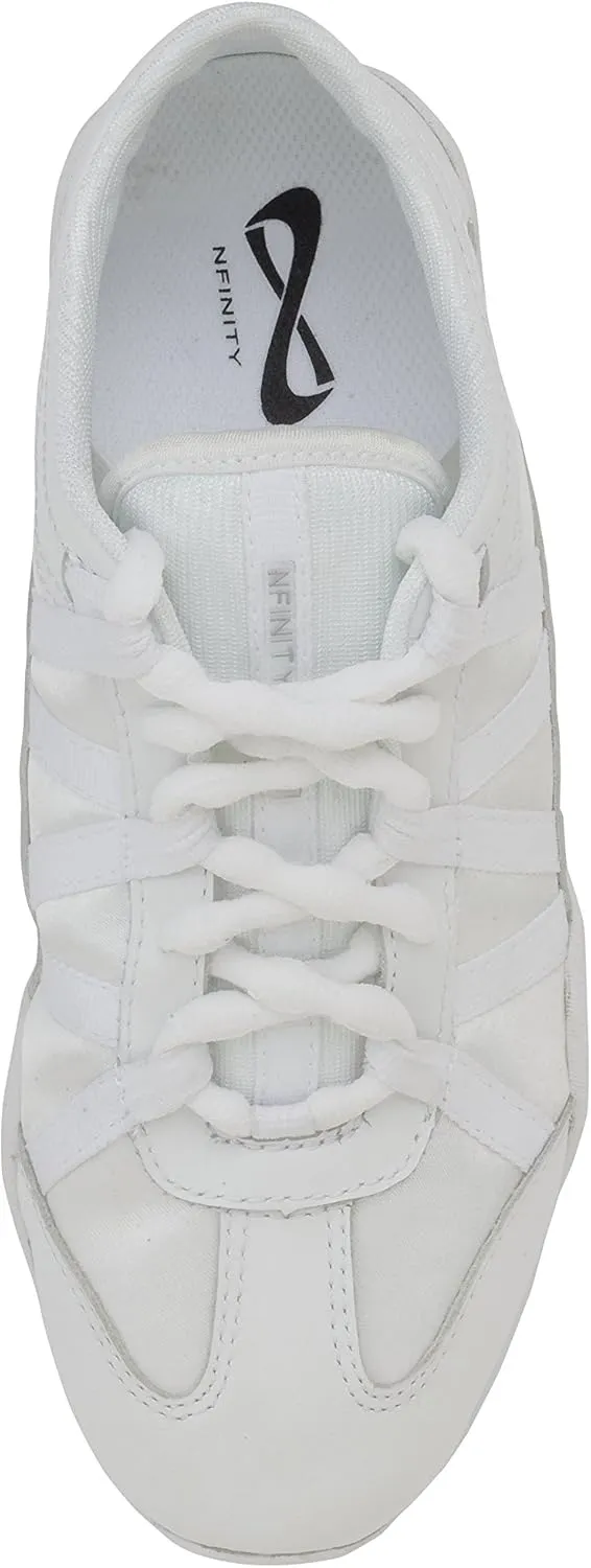 Nfinity Evolution White Cheer Shoes for Youth Girls – Breathable, High-Performance Sneakers for Cheerleading and Sports – Lightweight & Built to Last