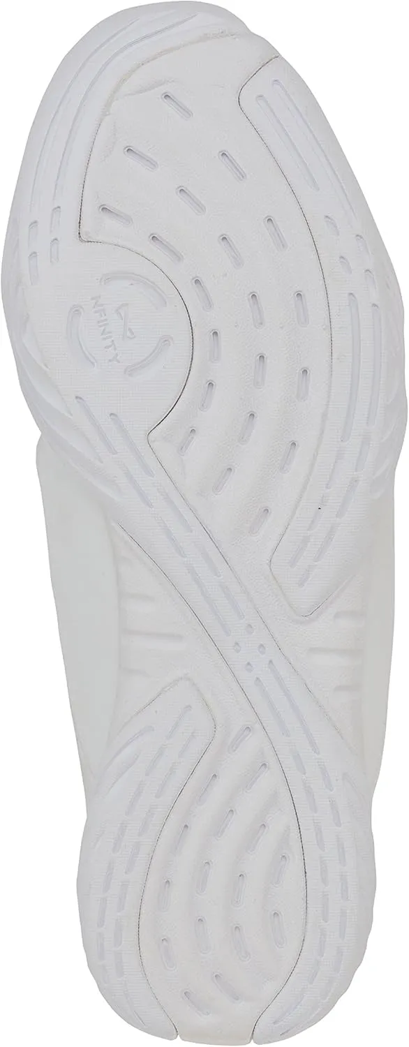 Nfinity Evolution White Cheer Shoes for Youth Girls – Breathable, High-Performance Sneakers for Cheerleading and Sports – Lightweight & Built to Last