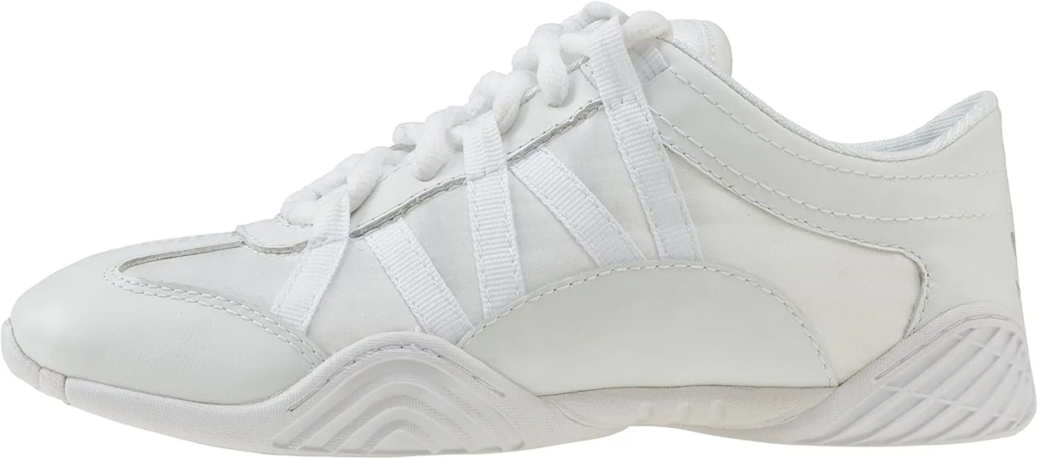 Nfinity Evolution White Cheer Shoes for Youth Girls – Breathable, High-Performance Sneakers for Cheerleading and Sports – Lightweight & Built to Last