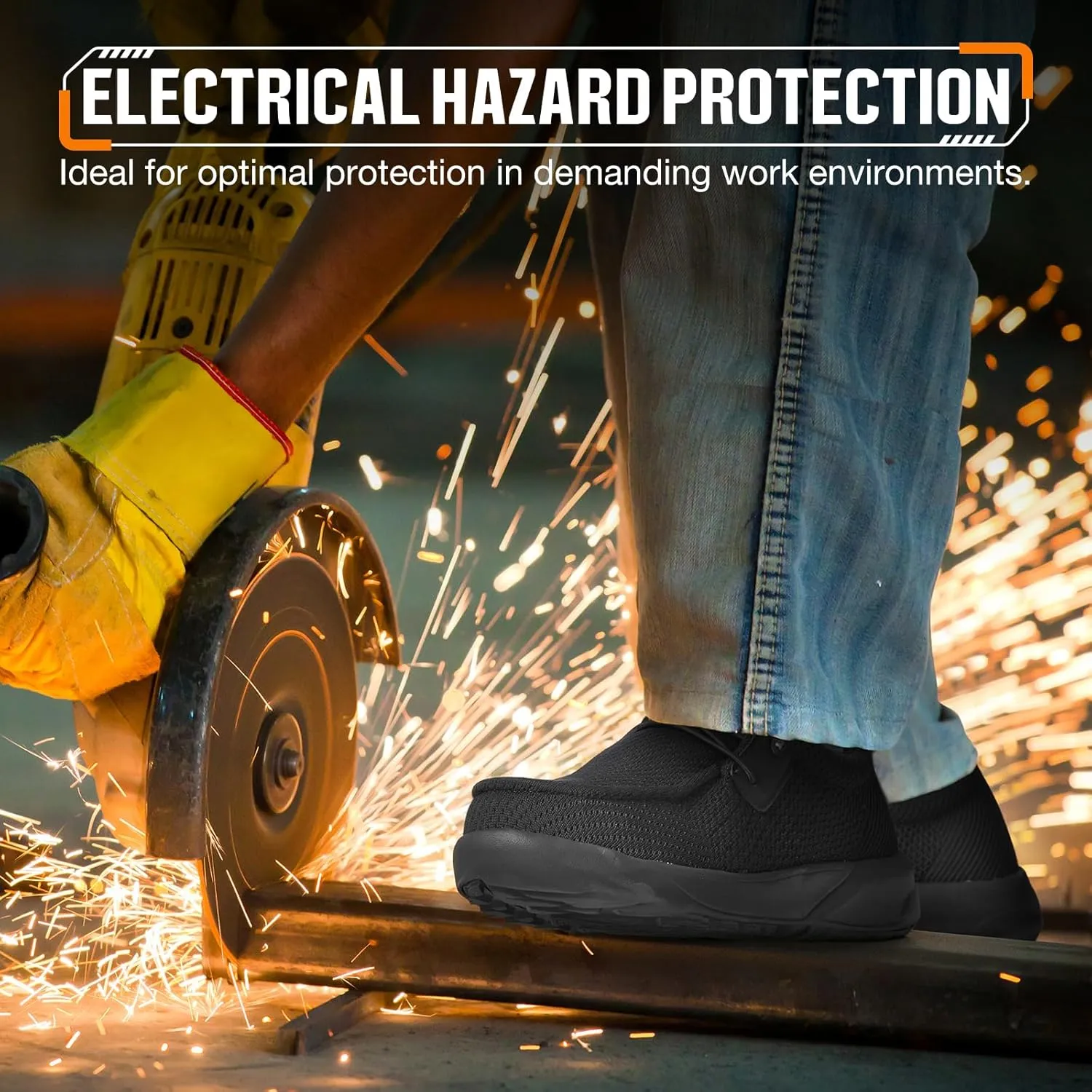 NINGO Steel Toe Shoes for Men, Women Work Shoes, Indestructible Slip on Safety Shoes, Comfortable Lightweight Steel Toe Sneakers Loafers, Oil & Slip Resistant Construction with EH Protection