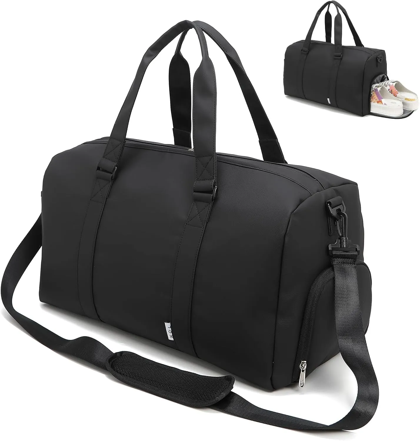 NOL Waterproof Gym Duffle Bag for Men & Women with Shoe & Wet Compartments, Multiple Pockets | Adjustable Shoulder Strap for Sports, Travel, Fitness, Workout & Hospital Use, Black