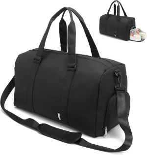 NOL Waterproof Gym Duffle Bag for Men & Women with Shoe & Wet Compartments, Multiple Pockets | Adjustable Shoulder Strap for Sports, Travel, Fitness, Workout & Hospital Use, Black