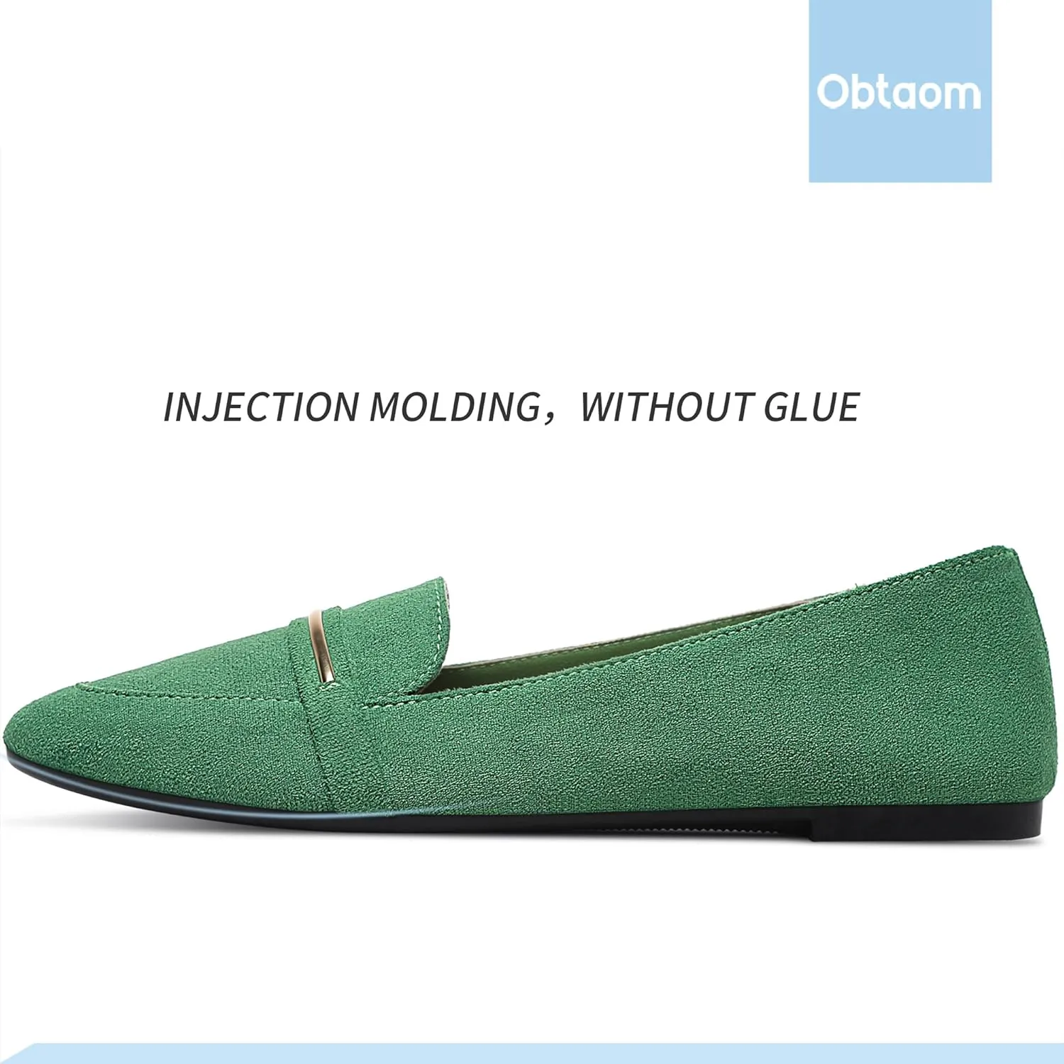 Obtaom Women's Pointy Toe Loafer Flat Comfortable Faux Suede Work Shoes,Cute Penny Loafer Slip On Ballet Flat