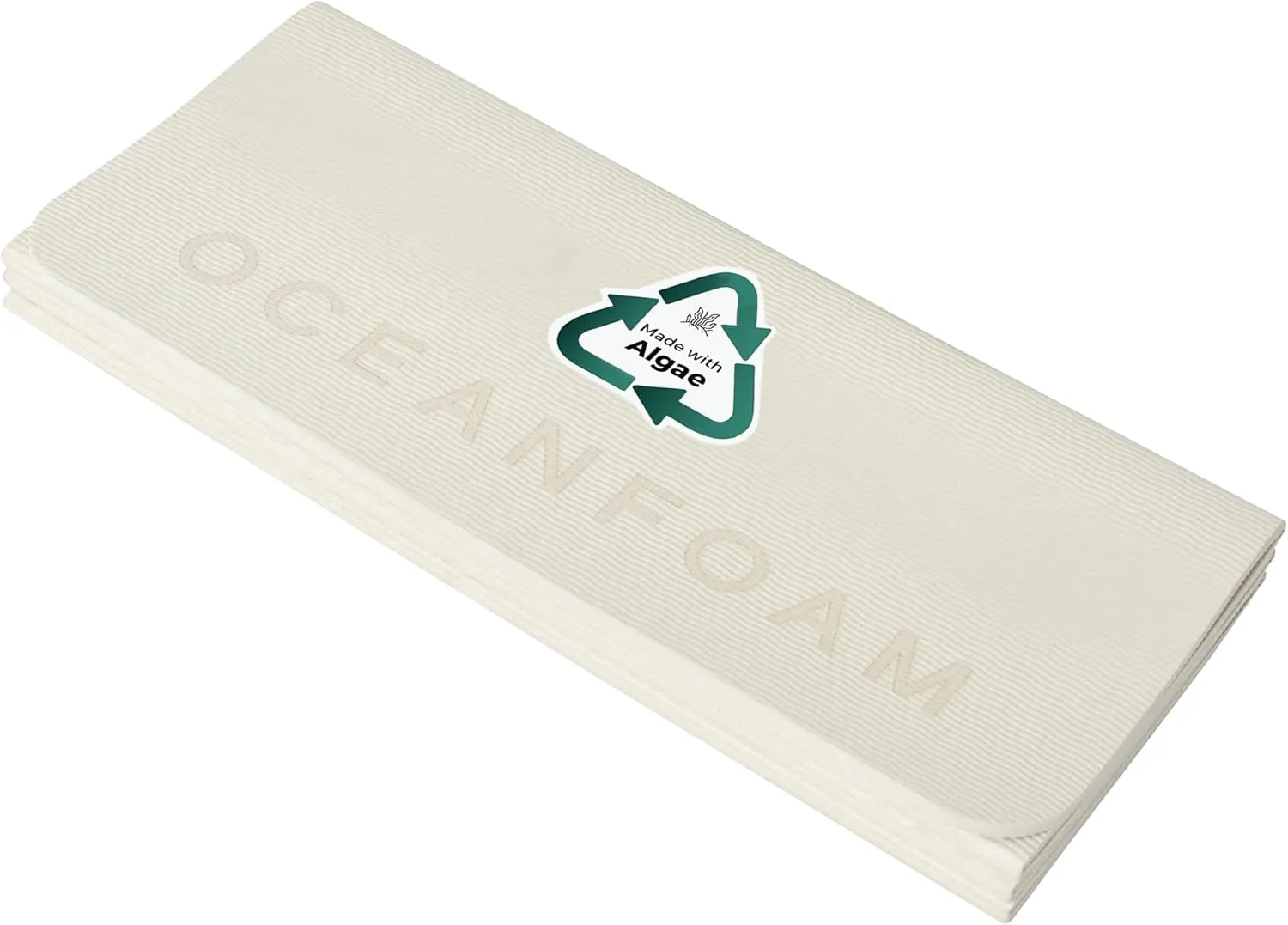 Oceanfoam Travel Workout Mat – Thick Folding Exercise Mat for Yoga, Pilates, & Fitness – Non-Slip with Cotton Carrying Strap, Made with Sustainable Algae Foam