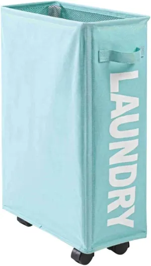 Ochine Rolling Slim Laundry Basket Clothes Laundry Hamper on Wheels Foldable Dirty Clothes Basket Collapsible Laundry Basket Portable Rolling Laundry Organizer Narrow Laundry Bag for Corner Narrow