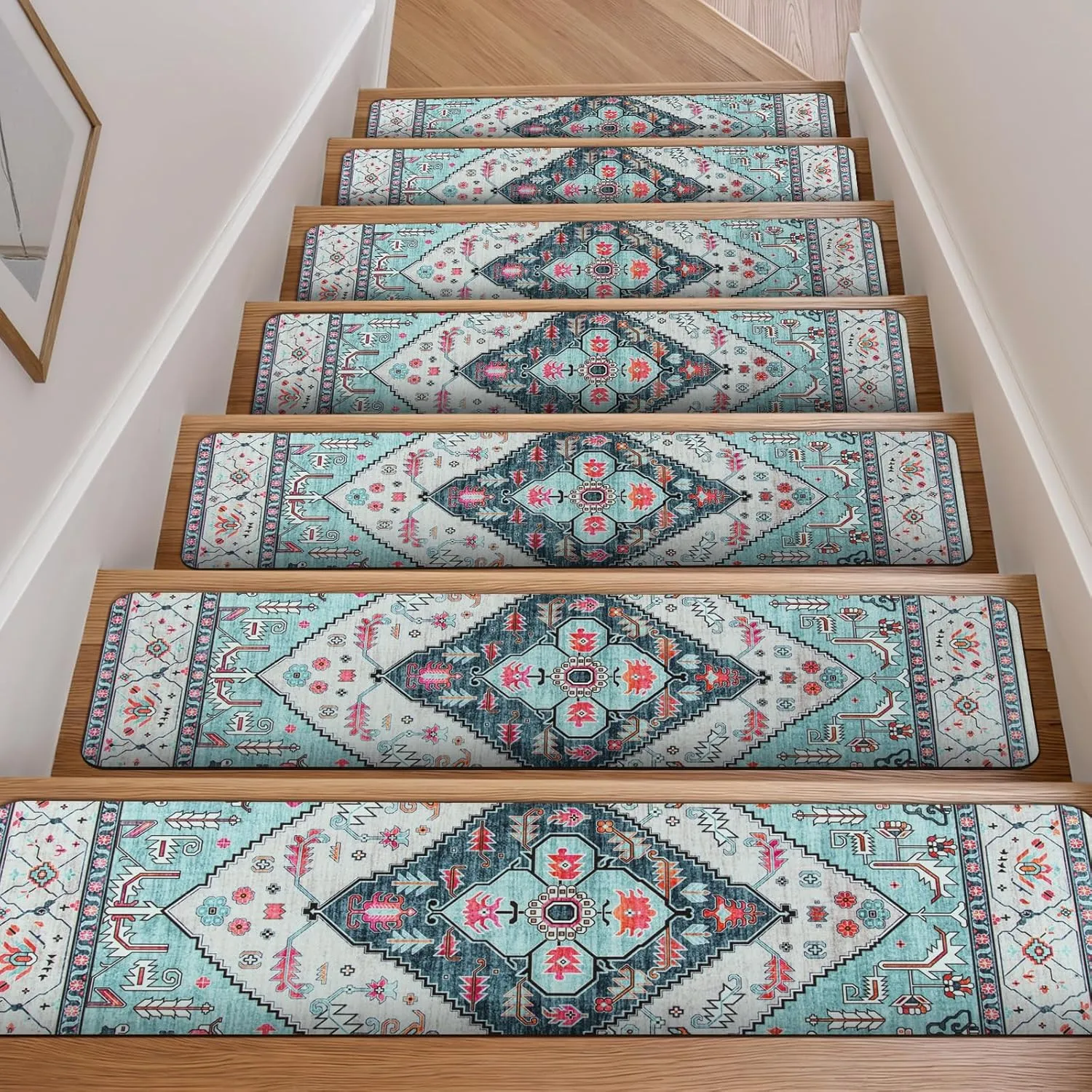 OJIA Non-Slip Stair Treads for Wooden Steps, 30"X8" Indoor Stair Runner Slip Resistant Stair Rugs Safety Mats for Dogs, Kids & Elders, Rubber Backed Stair Treads Stair Covers, 15PCS