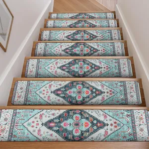 OJIA Non-Slip Stair Treads for Wooden Steps, 30"X8" Indoor Stair Runner Slip Resistant Stair Rugs Safety Mats for Dogs, Kids & Elders, Rubber Backed Stair Treads Stair Covers, 15PCS