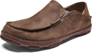 OLUKAI Moloa Men's Premium Leather Shoes, Easy Slip On & Off Design, Casual & Versatile Loafer, Drop-in Heel & Enhanced Traction, Ray/Toffee, 14