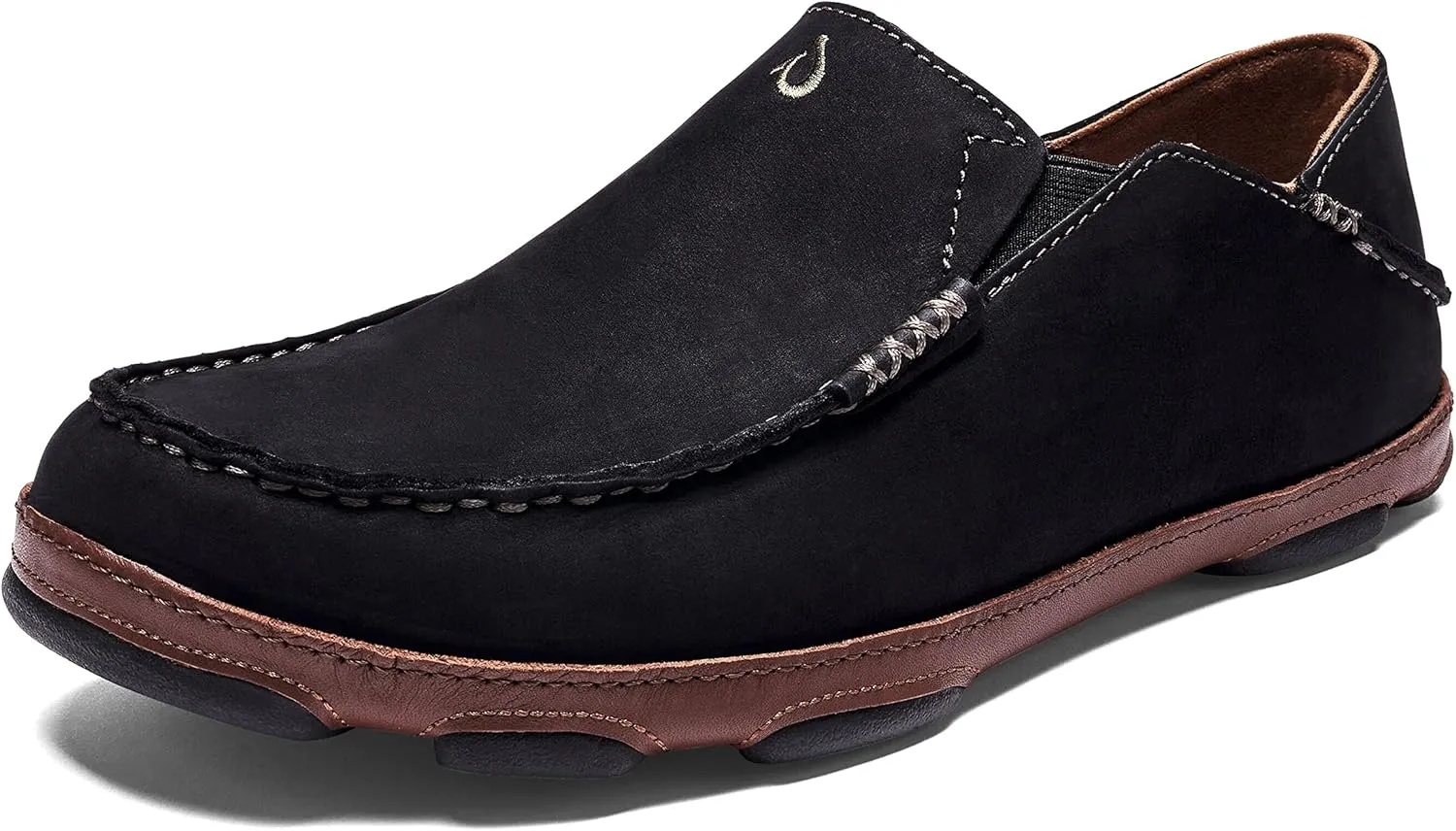 OLUKAI Moloa Men's Premium Leather Shoes, Easy Slip On & Off Design, Casual & Versatile Loafer, Drop-in Heel & Enhanced Traction