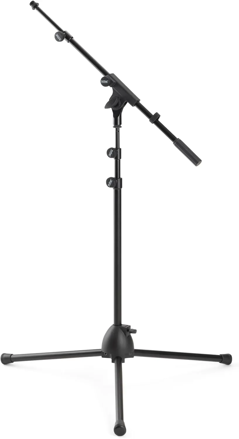 On-Stage Adjustable Mic Stand-Boom Arm, Portable, Foldable Design with Drawstring Travel Bag, Non-Slip Rubber Feet