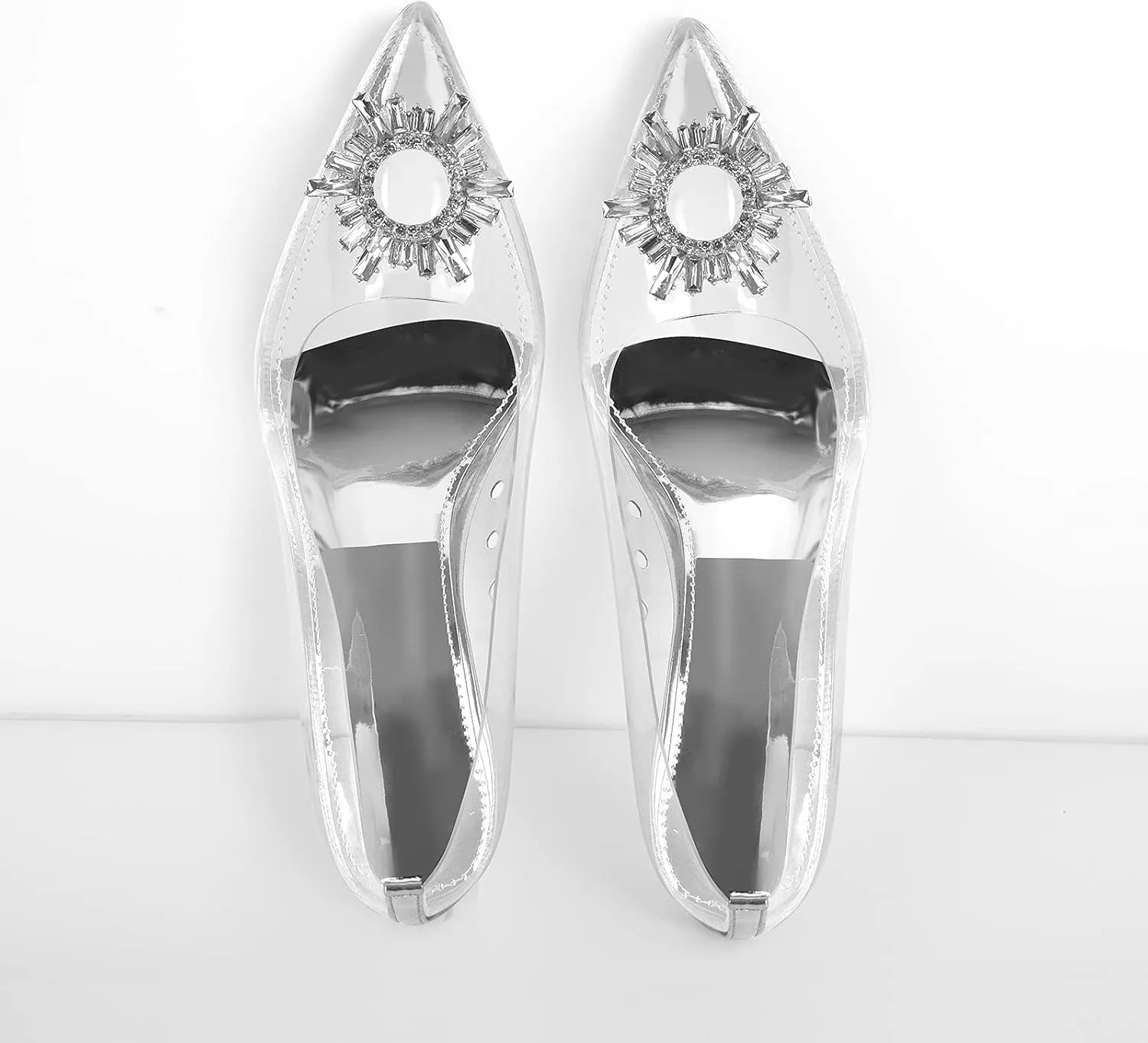 onlymaker Women's Pointed Toe Slip-on Clear Rhinestones Stiletto High Heel Pumps
