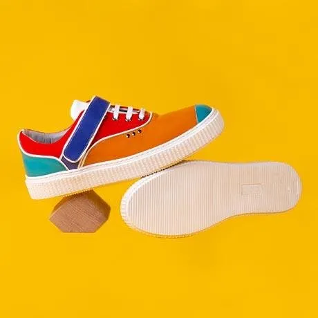 Orange mulicolored patent BEAKER band sneaker