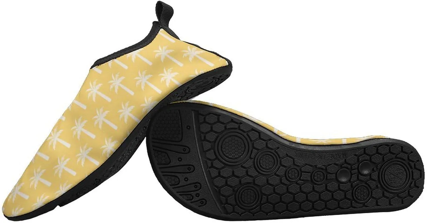 Palm Tree Tropical Summer Botanical Mustard Men Women Water Shoes Quick-Dry Aqua Socks Barefoot Slip-on for Beach Swim Sport Surf Yoga Exercise
