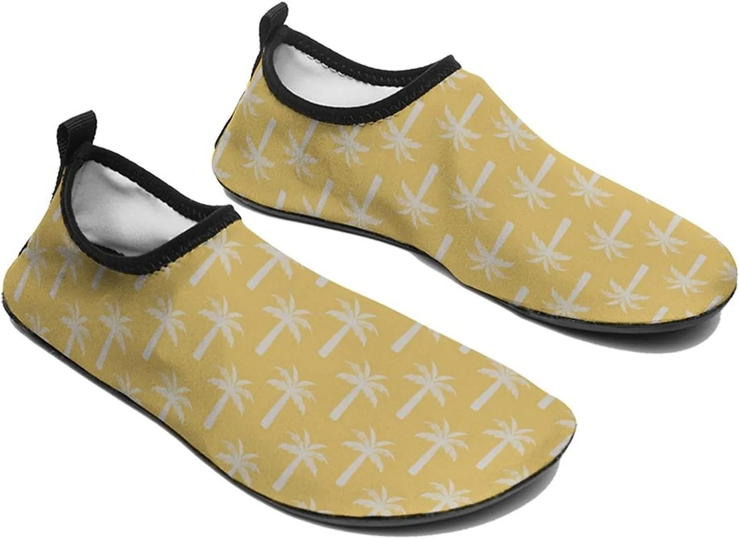 Palm Tree Tropical Summer Botanical Mustard Men Women Water Shoes Quick-Dry Aqua Socks Barefoot Slip-on for Beach Swim Sport Surf Yoga Exercise