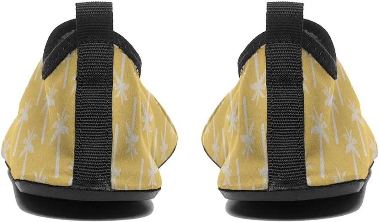 Palm Tree Tropical Summer Botanical Mustard Men Women Water Shoes Quick-Dry Aqua Socks Barefoot Slip-on for Beach Swim Sport Surf Yoga Exercise