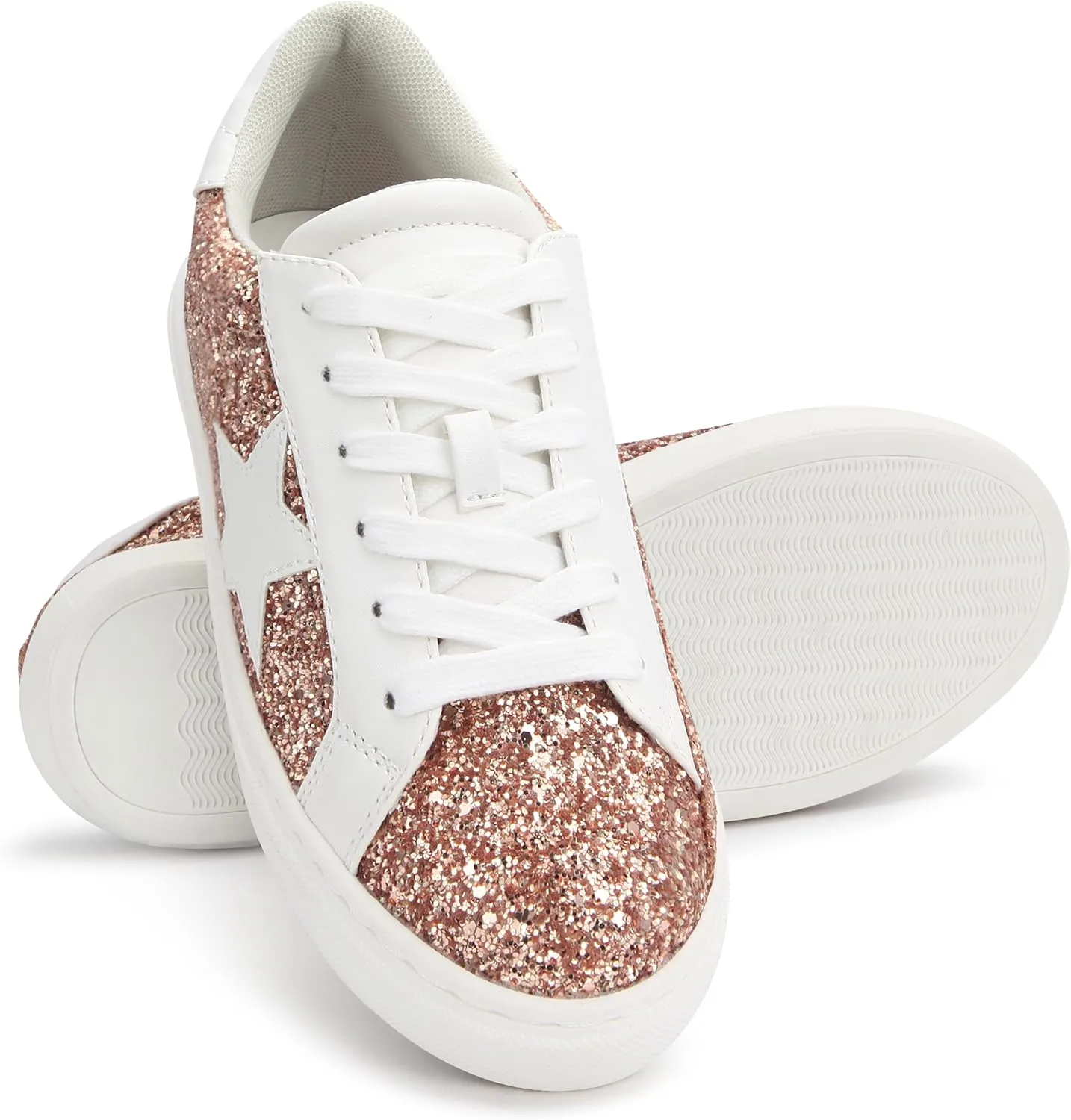 PARTY Women's Fashion Star Sneaker Lace Up Low Top Comfortable Cushioned Walking Shoes