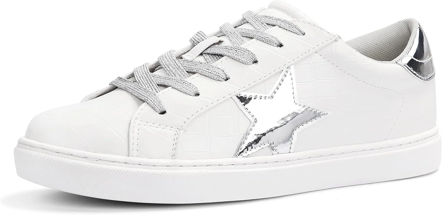 PARTY Women's Fashion Star Sneaker Lace Up Low Top Comfortable Cushioned Walking Shoes