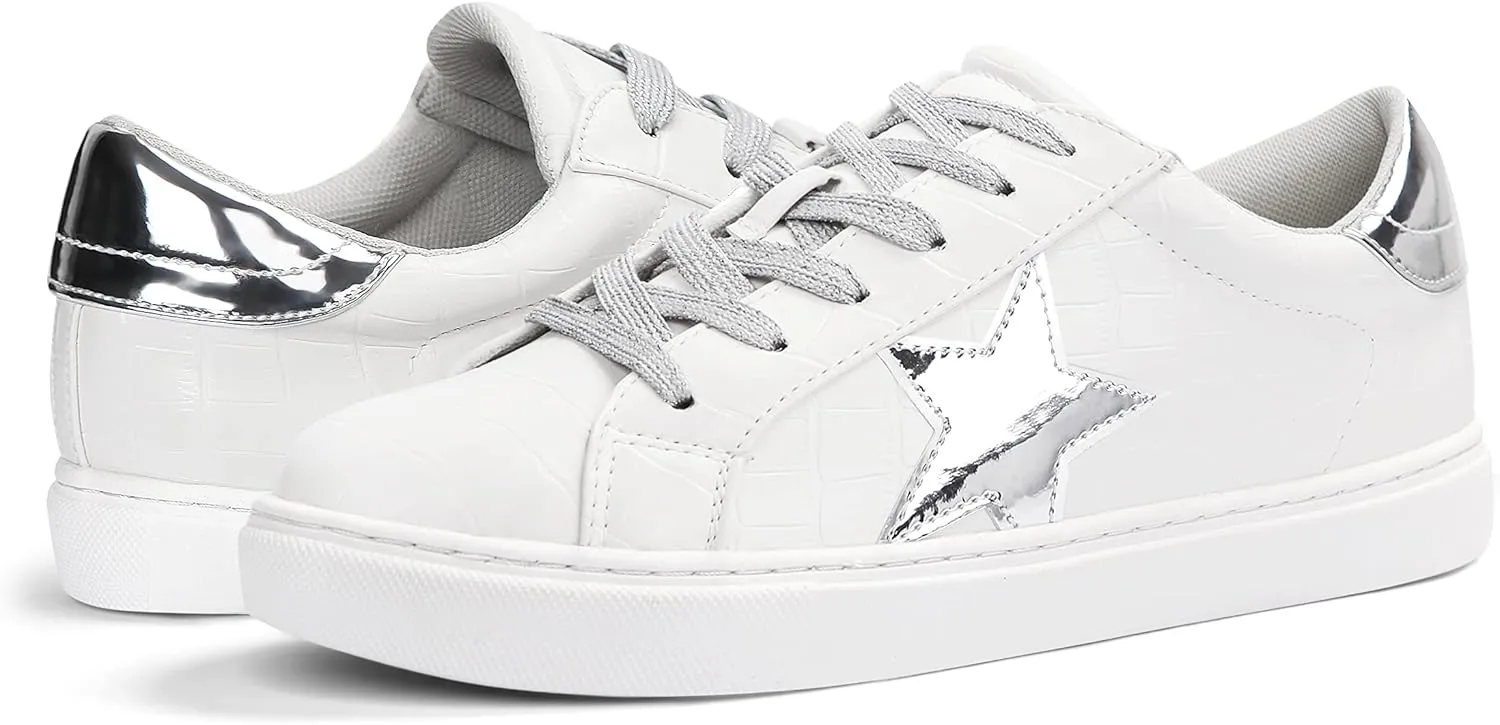PARTY Women's Fashion Star Sneaker Lace Up Low Top Comfortable Cushioned Walking Shoes