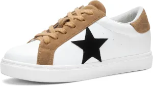 PARTY Women's Fashion Star Sneaker Lace Up Low Top Comfortable Cushioned Walking Shoes