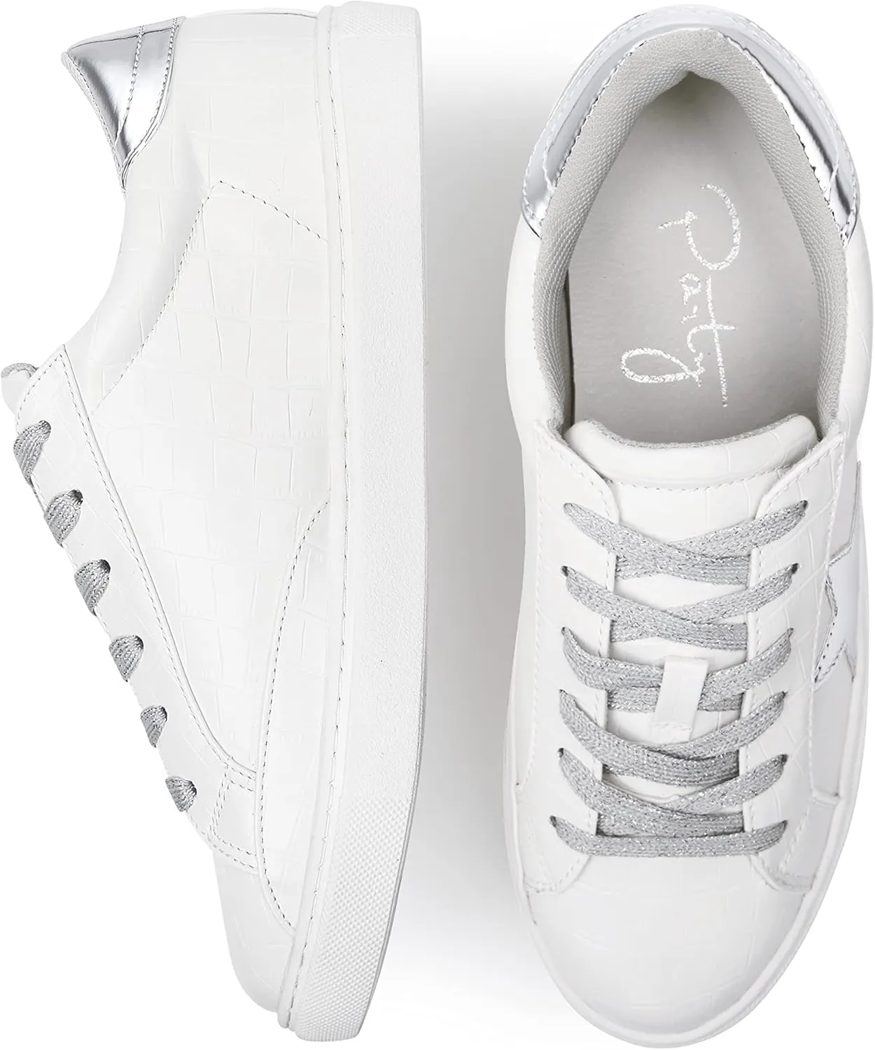 PARTY Women's Fashion Star Sneaker Lace Up Low Top Comfortable Cushioned Walking Shoes