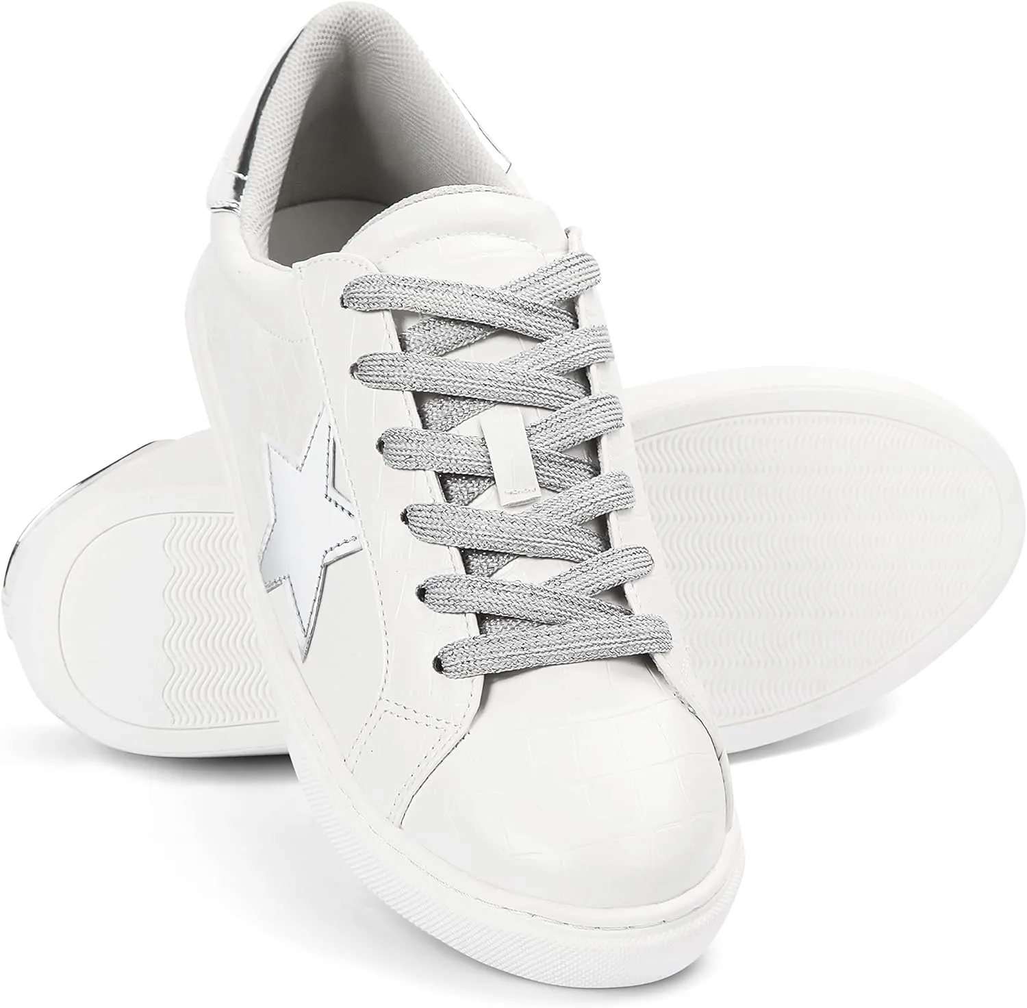 PARTY Women's Fashion Star Sneaker Lace Up Low Top Comfortable Cushioned Walking Shoes