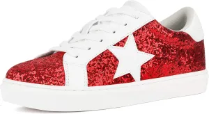 PARTY Women's Fashion Star Sneaker Lace Up Low Top Comfortable Cushioned Walking Shoes