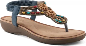 PATRIZIA Women's TYMEO Slip-on Thong Sandals - Beaded Straps, Faux Suede Footbed, Multicolored Design