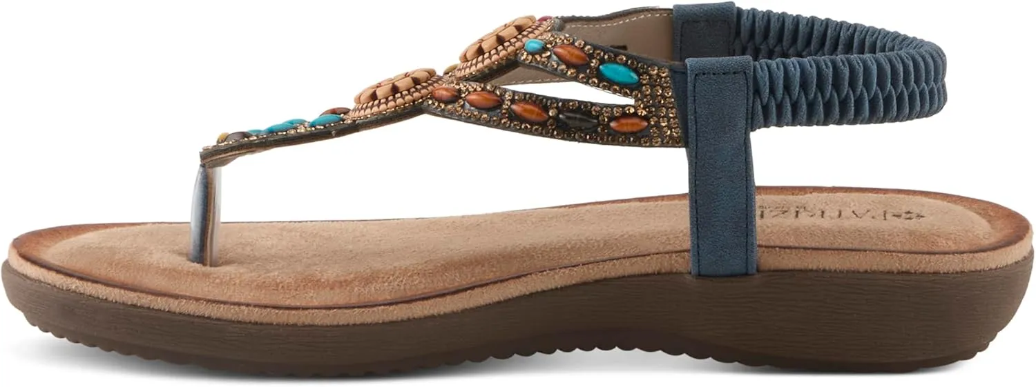 PATRIZIA Women's TYMEO Slip-on Thong Sandals - Beaded Straps, Faux Suede Footbed, Multicolored Design