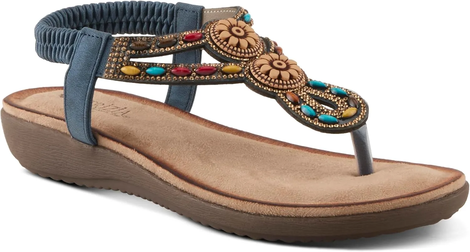PATRIZIA Women's TYMEO Slip-on Thong Sandals - Beaded Straps, Faux Suede Footbed, Multicolored Design