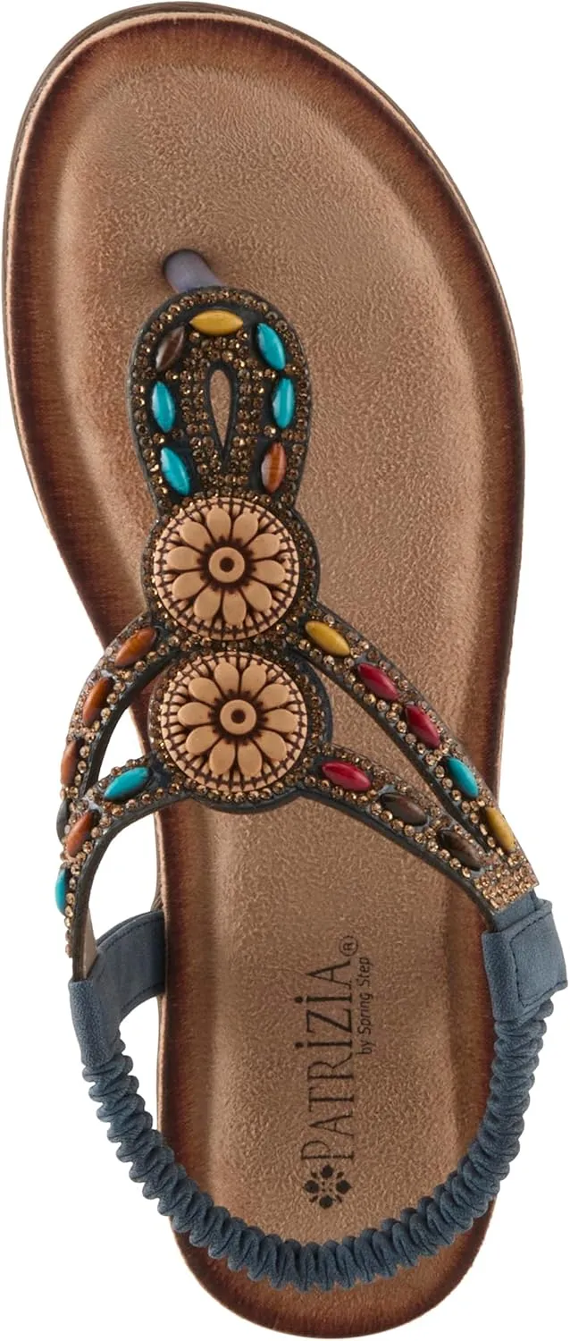 PATRIZIA Women's TYMEO Slip-on Thong Sandals - Beaded Straps, Faux Suede Footbed, Multicolored Design