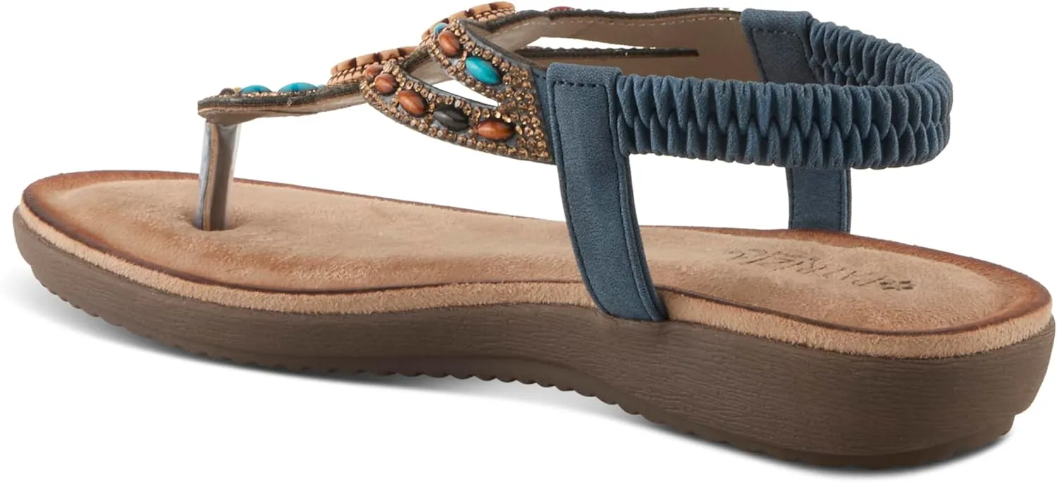 PATRIZIA Women's TYMEO Slip-on Thong Sandals - Beaded Straps, Faux Suede Footbed, Multicolored Design