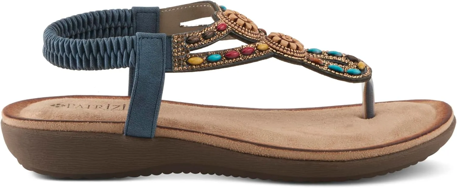 PATRIZIA Women's TYMEO Slip-on Thong Sandals - Beaded Straps, Faux Suede Footbed, Multicolored Design